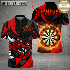 Maxcorners Darts Fire Dragon Multicolor Option Customized Name, Team Name 3D Polo Shirt