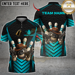 Maxcorners Gangster Bowling Multicolor Customized Name, Team Name 3D Shirts