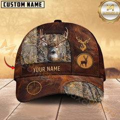 Maxcorners Deer Leather Target Multicolor Options Personalized Name 3D Cap