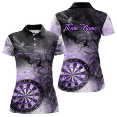 Maxcorners Black And Purple Smoke Dart Shirt For Men Custom Dart Jersey Polo & 1/4 Zip LM054