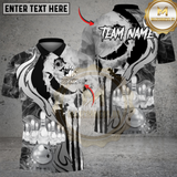 Maxcorners Bowling Skull Smoke Design Personalized Name 3D Unisex Shirt