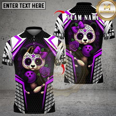 Maxcorners Bowling Skull Baby Panda Multicolor Customized Name, Team Name 3D Shirts