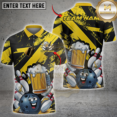 Maxcorners Bowlling Beer Blast Funny Ball Personalized Name 3D Unisex Shirt