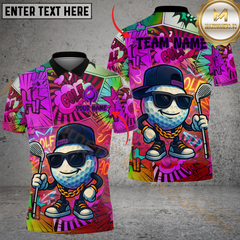 Maxcorners Golf Fire Funny Graffiti Pattern Multicolor Customized Name, Team Name 3D Shirts