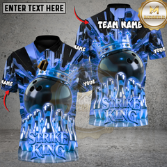 Maxcorners Bowling Golden Strike King Multicolor Customized Name, Team Name 3D Shirts