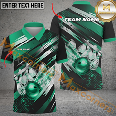 Maxcorners Ball And Pins Classic Bowling Jersey Multicolor Option Customized Name, Team Name 3D Polo Shirt