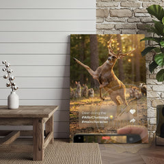 Maxcorners Deer Canvas Funny Dancing Lights Antlers Canvas Wall Art