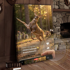 Maxcorners Deer Canvas Funny Dancing Lights Antlers Canvas Wall Art