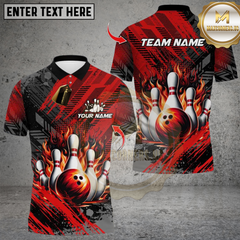 Maxcorners Bowling Flame Pins Multioptions Personalized Name, Team Name Unisex 3D Shirts