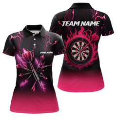Maxcorners Pink And Black Lightning Arrow Custom Dart Shirts For Men| Darts Team Jersey – Polo & Quarter Zip LM0705