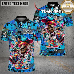 Maxcorners Street Swing Skeleton Funny Golf Polo Shirt, Customized Name & Team Name 3D Shirts (4 Colors)