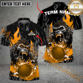 Maxcorners Custom Bowling Team Jersey, Fierce Gorilla With Blue Flaming Bowling Ball Name And Team Name