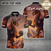 Maxcorners Bowling Shirt – Fire Dragon Fantasy Bowling Ball Artwork – Multioptions Personalized Name, Team Name 3D Shirt (4 Colors)