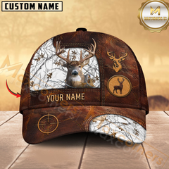 Maxcorners Deer Leather Target Multicolor Options Personalized Name 3D Cap