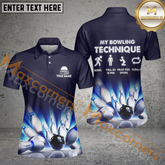 Maxcorners My Bowling Technique Bowling Jersey Customized Name 3D Shirt For Women