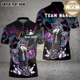 Maxcorners Bowling Shirt Cool Wolf Character Purple Camo Multicolor Options Personalized Name, Team Name 3D Shirt (4 Colors)