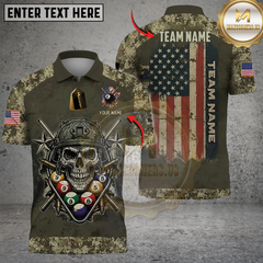 Maxcorners Billiard Skull US FLag Multicolor Customized Name, Team Name 3D Shirts