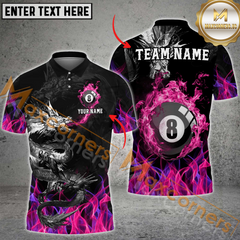 Maxcorners Dragon Flame 8-Ball Billiard Jersey Multicolor Options Personalized Name, Team Name 3D Polo Shirt