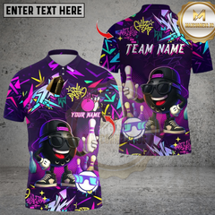 Maxcorners Bowling Graffiti Cool Style Multioptions Personalized Name, Team Name Unisex 3D Shirts