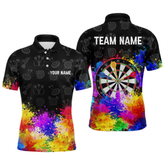 Maxcorners Funny Dartboard Colorful Grunge Dart Shirts For Men | Darts Team Jerseys – Polo & Quarter Zip LM0705