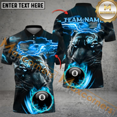 Maxcorners Ball 8 Tiger Thunder Lightning Billiard Jersey Multicolor Options Personalized Name, Team Name 3D Polo Shirt (4 Colors)