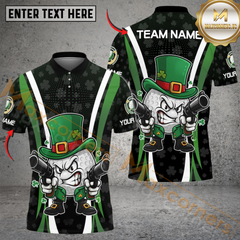 Maxcorners Funny Irish Cowboy St. Patrick Golf Polo Shirt Customized Name, Team Name Shirts