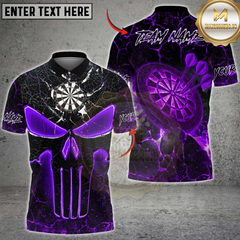 Maxcorners Darts Skull Flame Magma Pattern Multicolor Customized Name, Team Name 3D Shirts