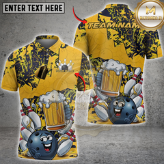 Maxcorners Bowlling Beer Mug Funny Ball Personalized Name 3D Unisex Shirt