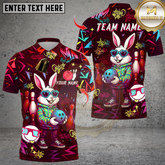 Maxcorners Bowling And Pin Cool Bunny Street Style Graffiti Design Multicolor Customized Name, Team Name 3D Shirts