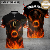 Maxcorners Bowling And Pins Flaming Reaper Customized Name, Team Name 3D Shirt (4 Colors)