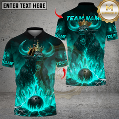 Maxcorners Bowling Flame King Bull Multicolor Customized Name Team Name 3D Shirts 6
