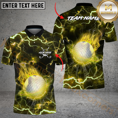 Maxcorners Golf Ball Thunder Pattern Multicolor Customized Name, Team Name 3D Shirts