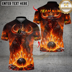 Maxcorners Bowling Flame King Bull Multicolor Customized Name Team Name 3D Shirts 6