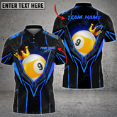 Maxcorners Billiard Ball 9 Crown King Multicolor Options Personalized Name, Team Name 3D Polo Shirt (4 Colors)