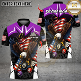 Maxcorners Billiard Ball 8 Eagle USA Flag Multicolor Customized Name, Team Name 3D Shirt