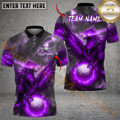 Maxcorners Phoenix Fire Golf Polo Shirt, Customized Name & Team Name 3D Shirts (4 Colors)