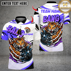 Maxcorners Bowling Cool Blooded Ferocious Tiger Multicolor Customized Name, Team Name 3D Shirts