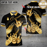 Maxcorners Bowling Ultimate Pins & Ball Design Multicolor Customized Name, Team Name 3D Shirts