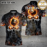 Maxcorners Billiards Shirt Smoke Fire Skull 8 Ball Multicolor Options Personalized Name, Team Name 3D Shirt (4 Colors)