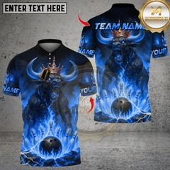 Maxcorners Bowling Flame King Bull Multicolor Customized Name Team Name 3D Shirts 6