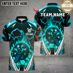 Maxcorners Darts Cartoon Crazy Flame Dartboard Multicolor Customized Name, Team Name 3D Shirts