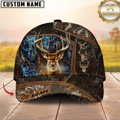 Maxcorners Buck Antlers Woodland Camo Hunting Personalized Hat 3D Printed Multicolor