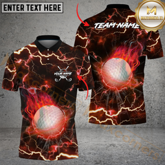Maxcorners Golf Ball Thunder Pattern Multicolor Customized Name, Team Name 3D Shirts