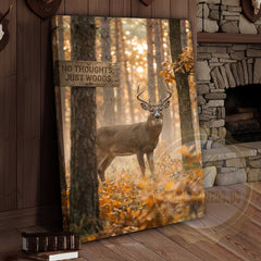 Maxcorners Deer Canvas No Thoughts Just Woods Quote Canvas Wall Art