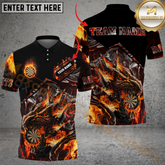 Maxcorners Fiery Dragon Darts Jersey Multicolor Option Customized Name, Team Name 3D Polo Shirt