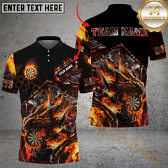 Maxcorners Fiery Dragon Darts Jersey Multicolor Option Customized Name, Team Name 3D Polo Shirt