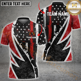 Maxcorners Billiard Skull US Flag Multicolor Customized Name, Team Name 3D Polo Shirt