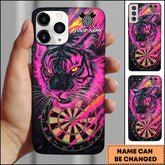 Maxcorners Darts Pink Tiger Dartboard Neon Personalized Name Phone Case