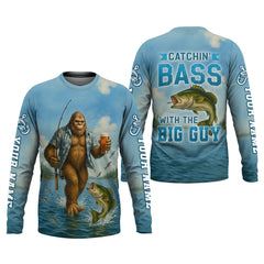 Maxcorners Catchin' Bass With The Big Guy, Fishing Shirts, SPF Long Sleeve Shirts, Fishing Shirts For Men