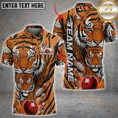 Maxcorners Bowling Tiger Strike Multicolor Customized Name, Team Name 3D Shirts